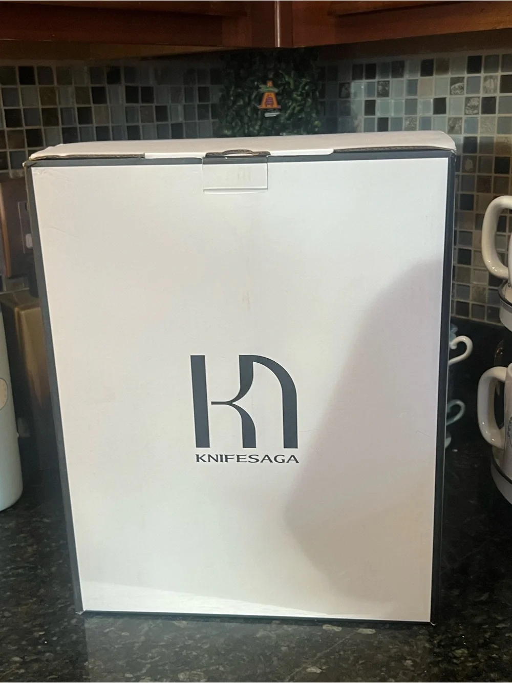 New KNIFESAGA Knife Set with Decorative White & Blue Block 14 piece